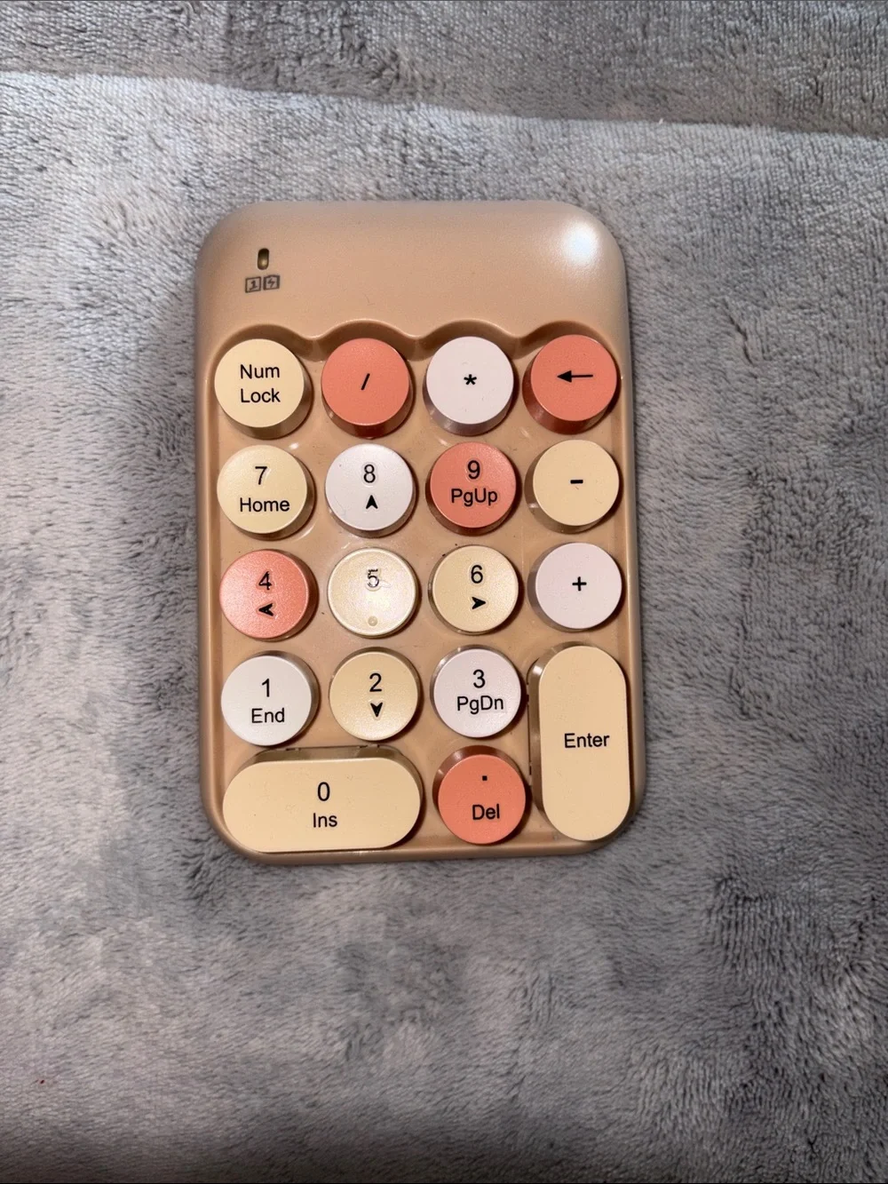 Wireless Numeric Keypad in Cream and Coral — Compact USB Numpad